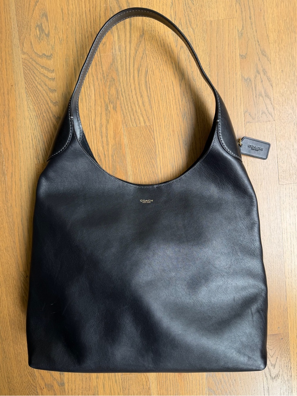 Coach Brooklyn Shoulder Bag 39 CU044 Black Natural Grain Leather Slouchy XL